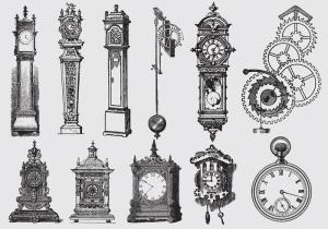 vector-old-style-drawing-clocks